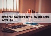 深圳软件开发公司排名前十名（深圳计算机软件公司排名）